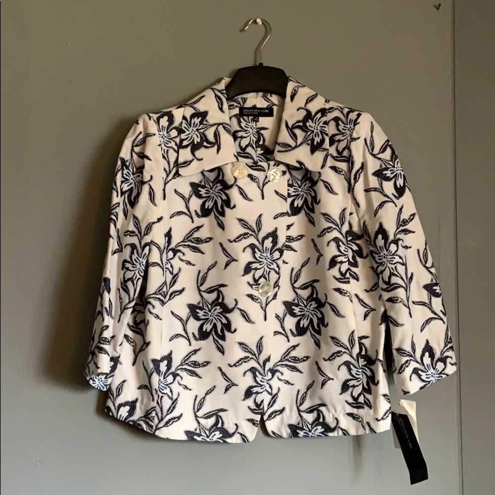 Jones New York Floral Linen Blazer NWT